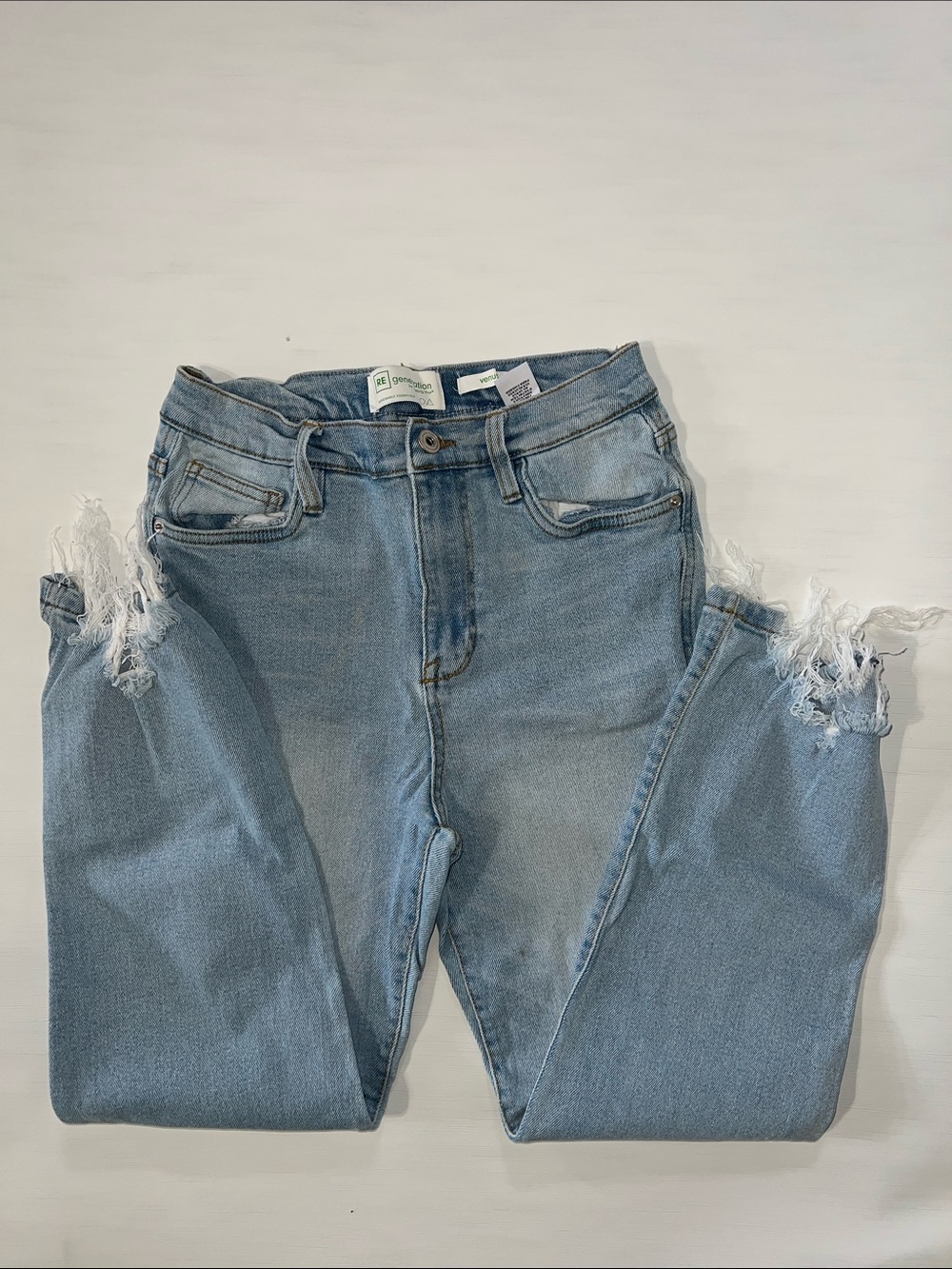 Celebrity Pink High-Rise Light Blue Distressed Hem Jeans